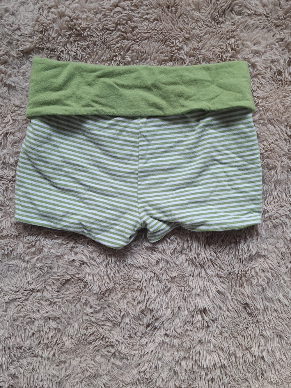 Hollister Striped Green Fold-Over Shorts - Women